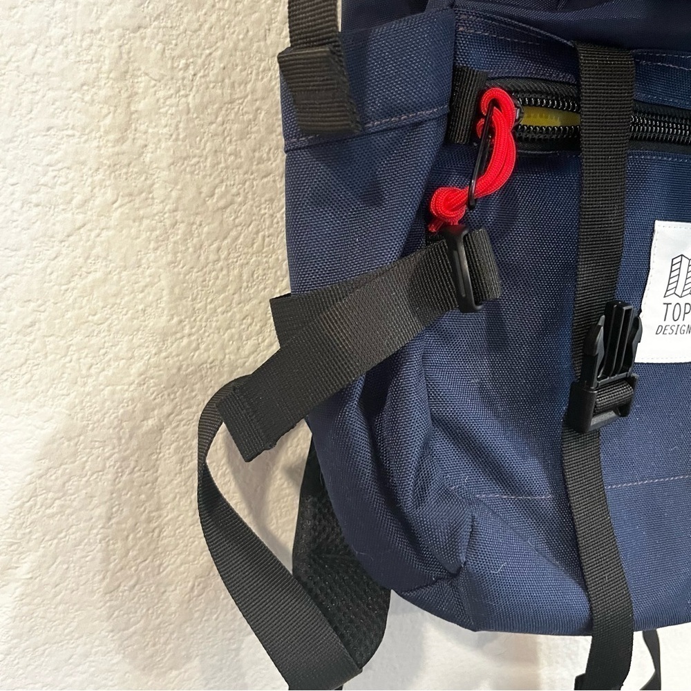 Topo Designs navy blue and yellow/green interior accents fold over backpack - Picture 10 of 11